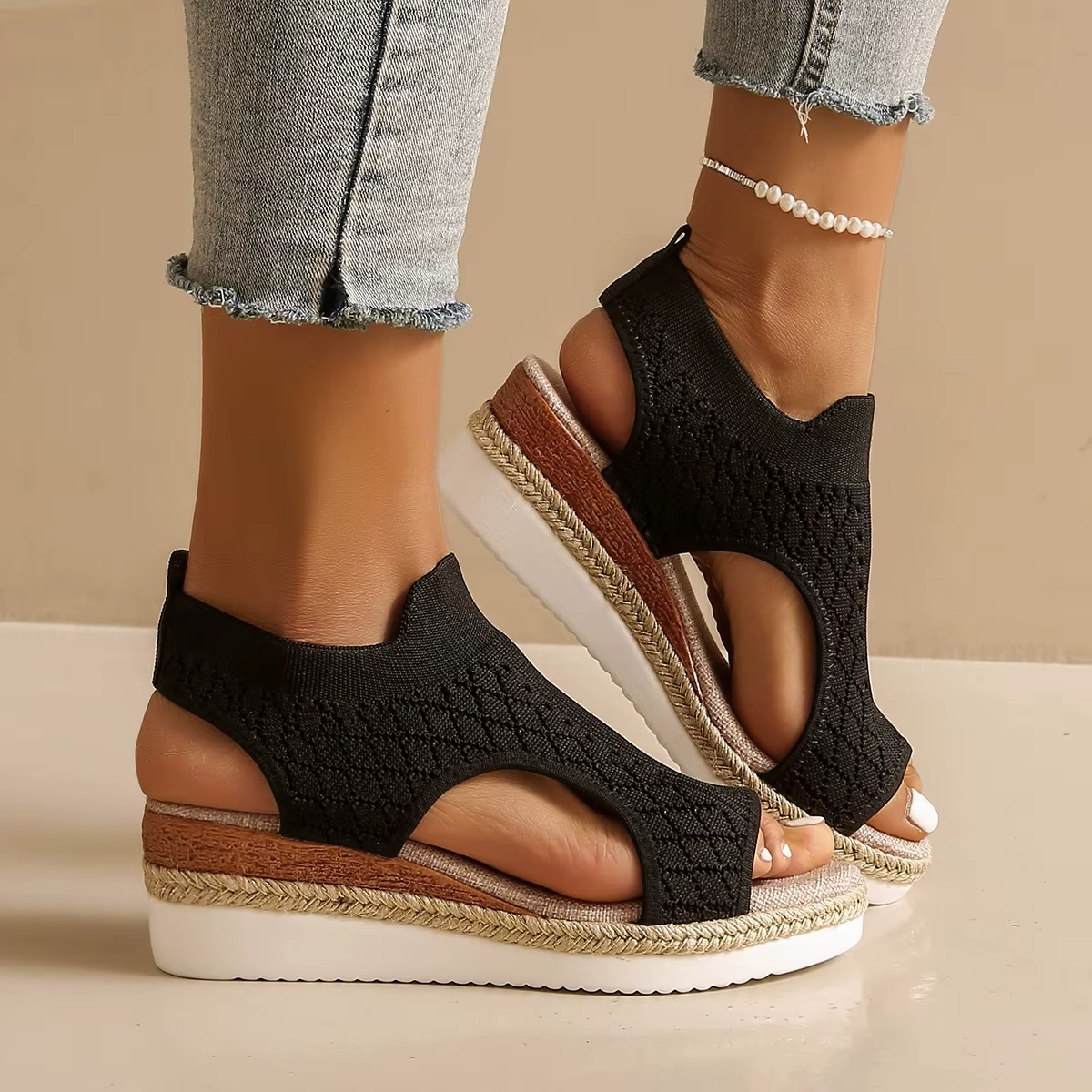 FlexBella – Women's Comfort Sandals - Black - 42
