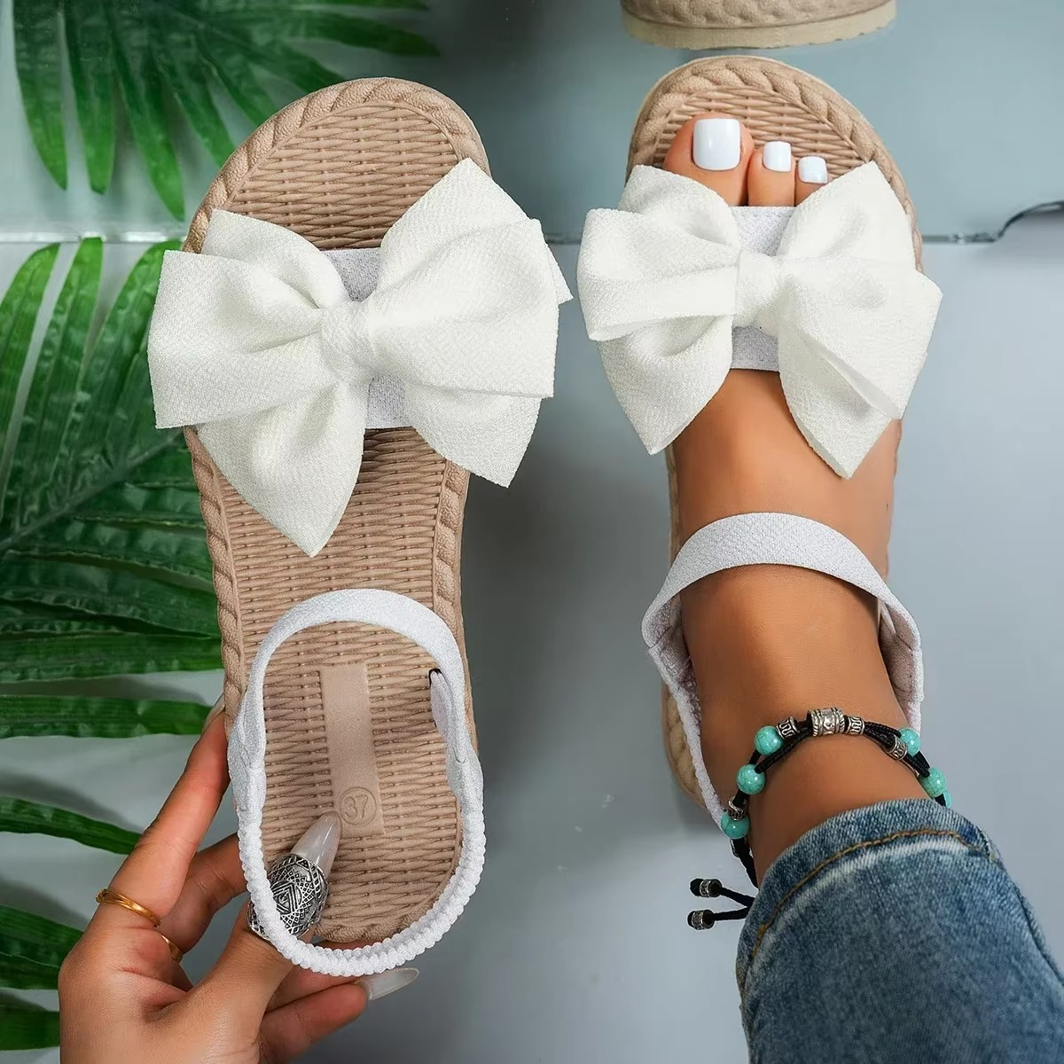 Lace – Women's Comfort Sandals - White - 41
