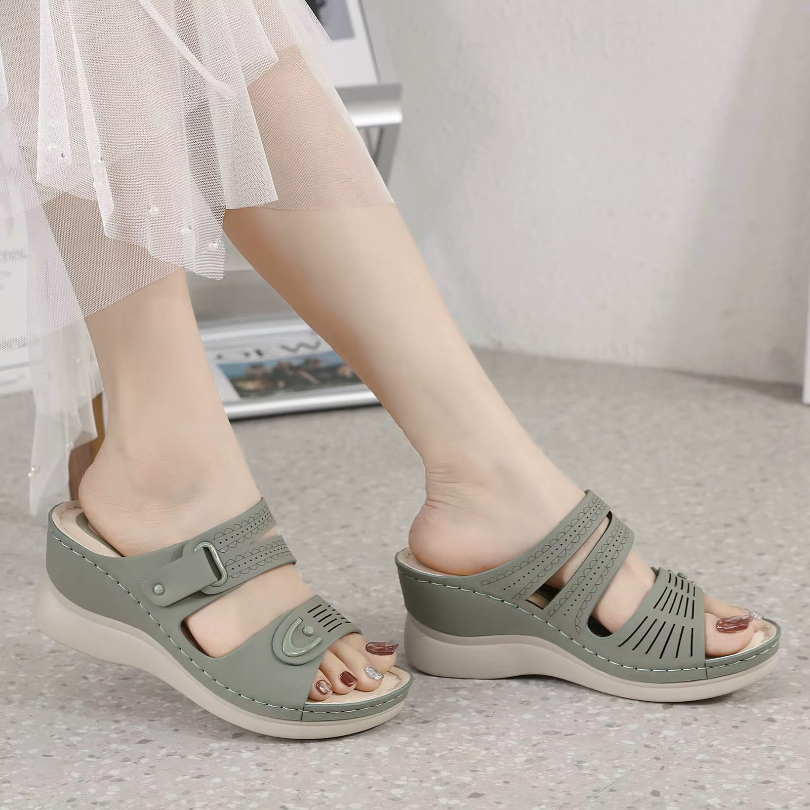 Vellane – Women's Comfort Sandals - Beige - 38