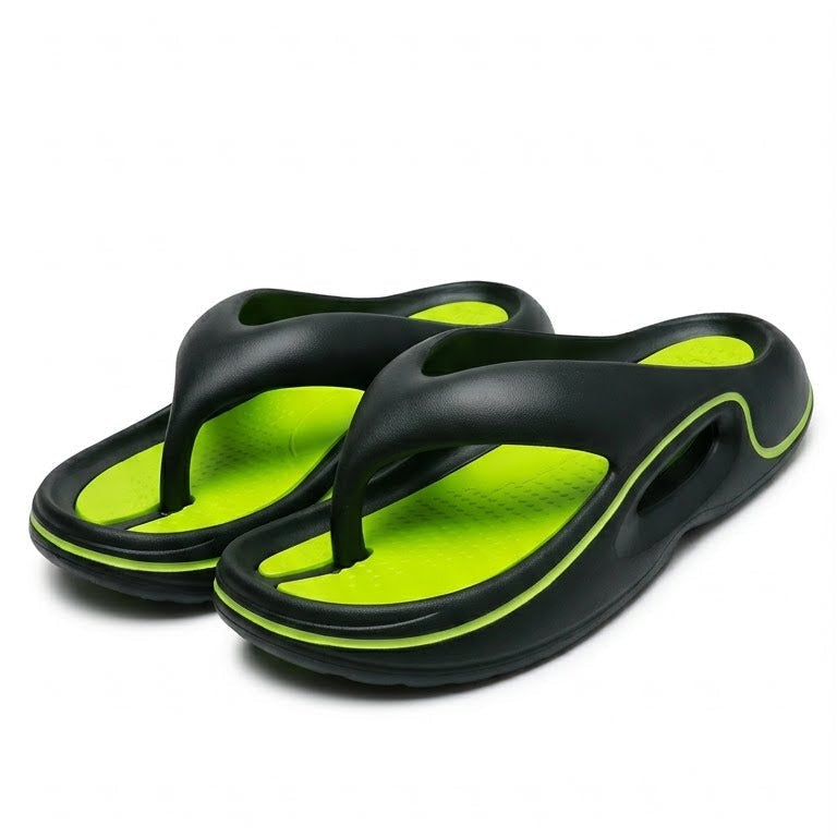 Vitale – Women's Comfort Flip-Flops - Black/Green - 35