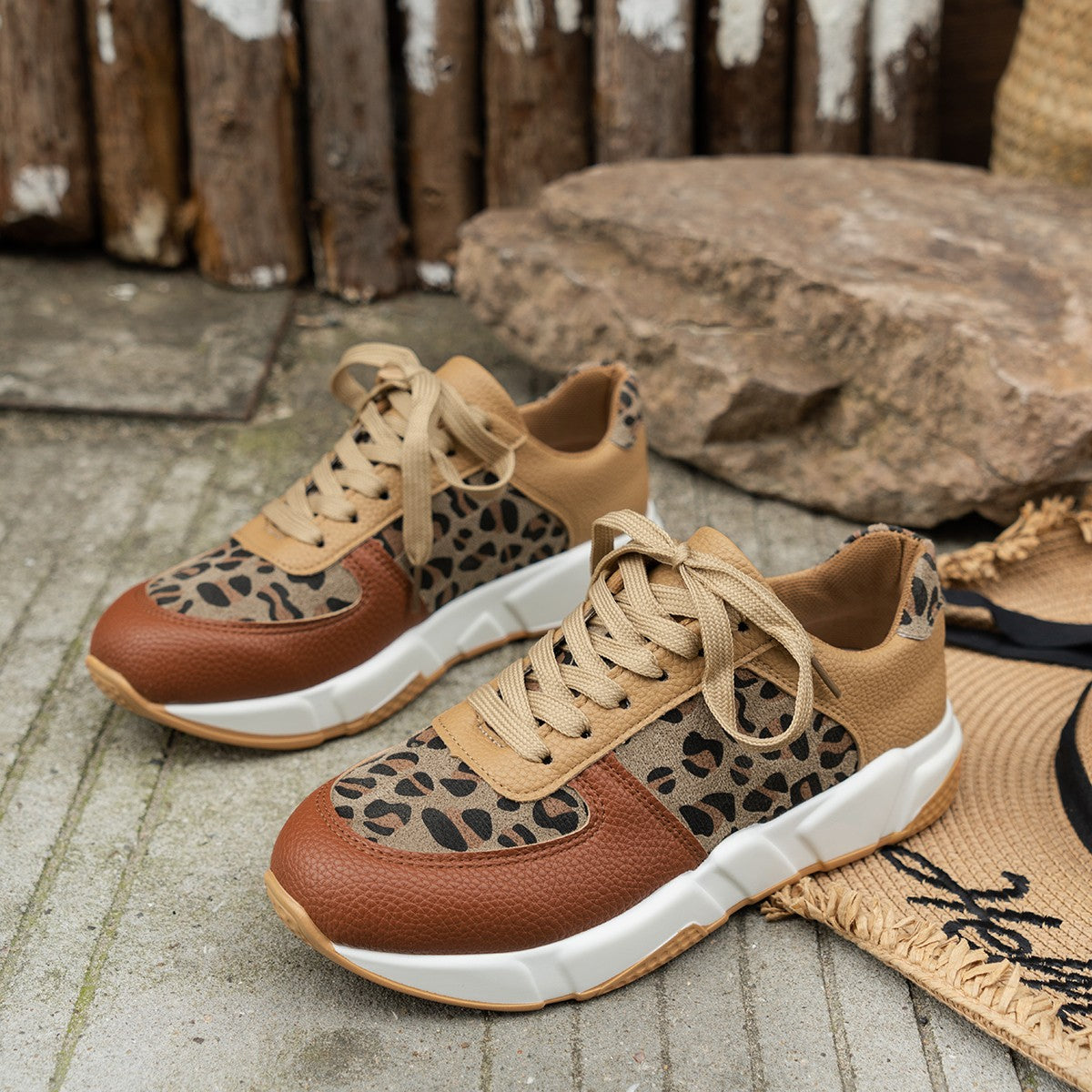 Safari – Women's Comfort Trainers - Leopard Print - 42