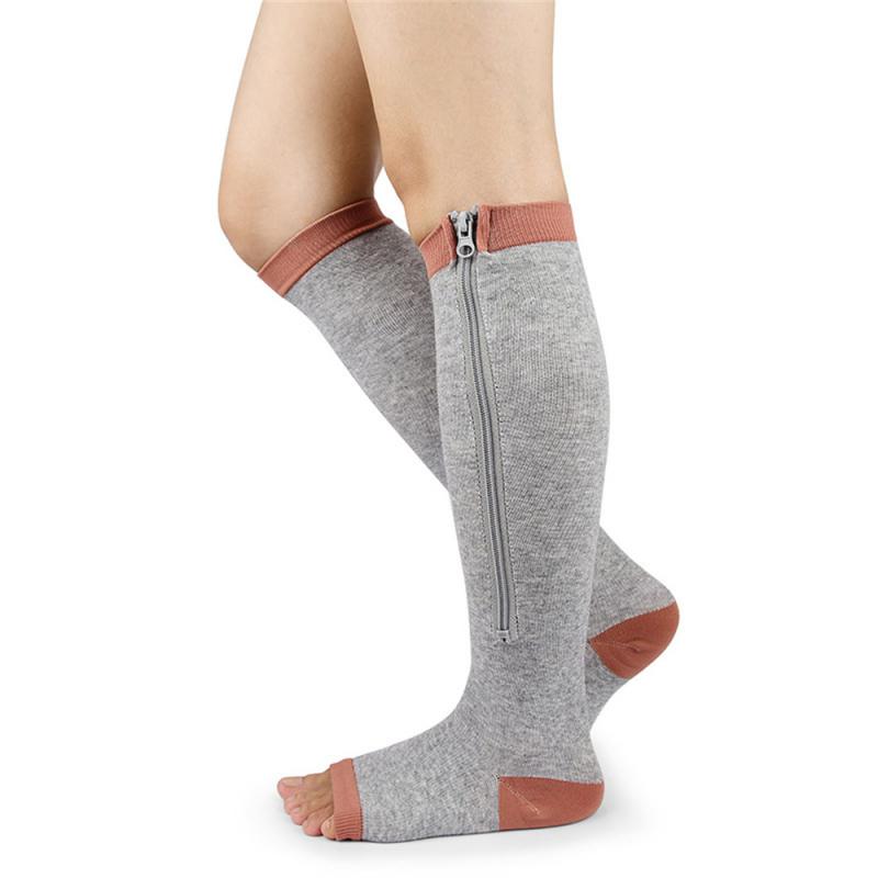 FlexZip – Stretch Socks con zip - Beige - 2XL