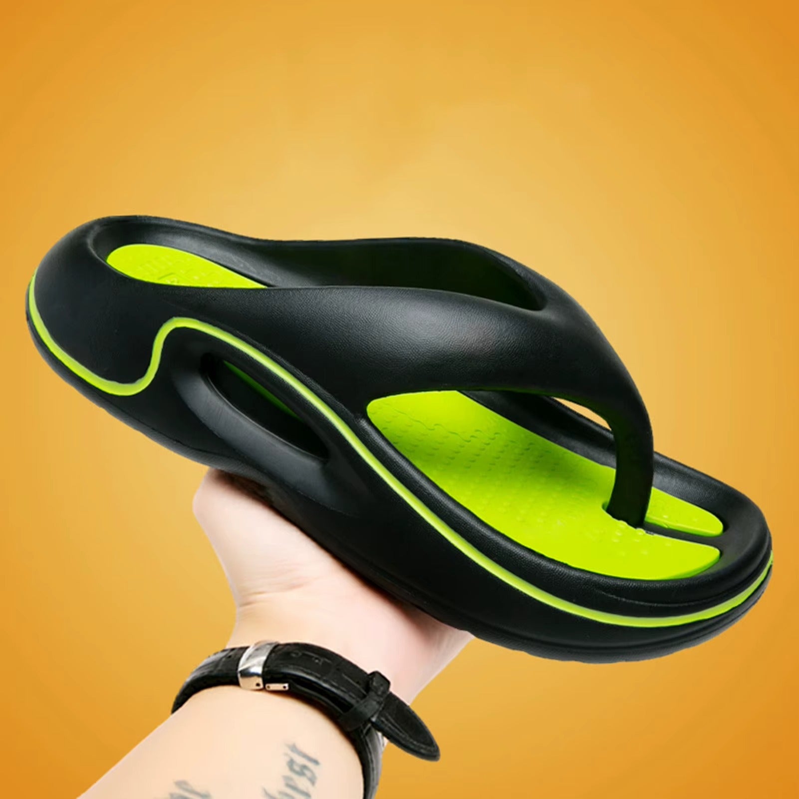 Vitale – Women's Comfort Flip-Flops - Black/Green - 41