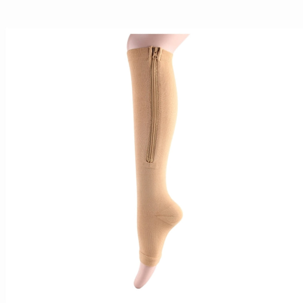 FlexZip – Stretch Socks con zip - Beige - S