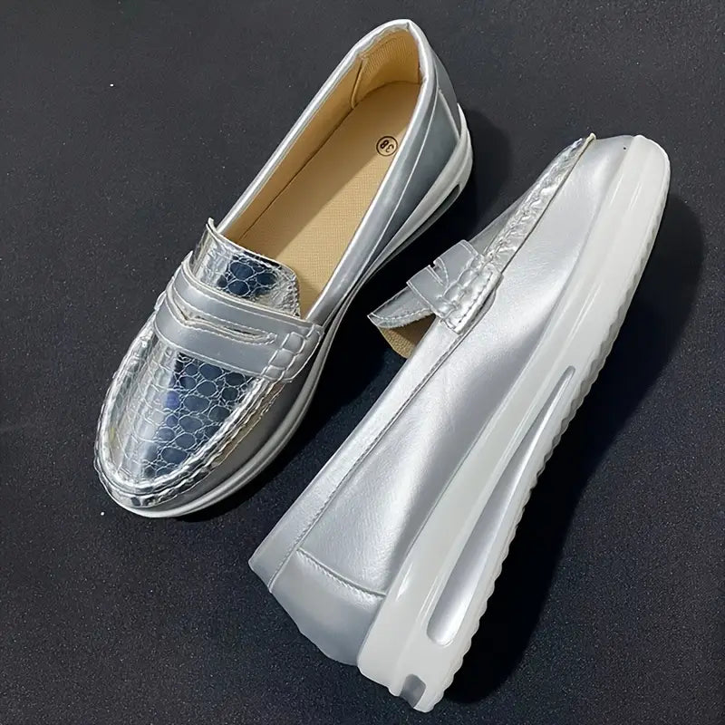 Fashion – Comfort Loafers - Silver - 36