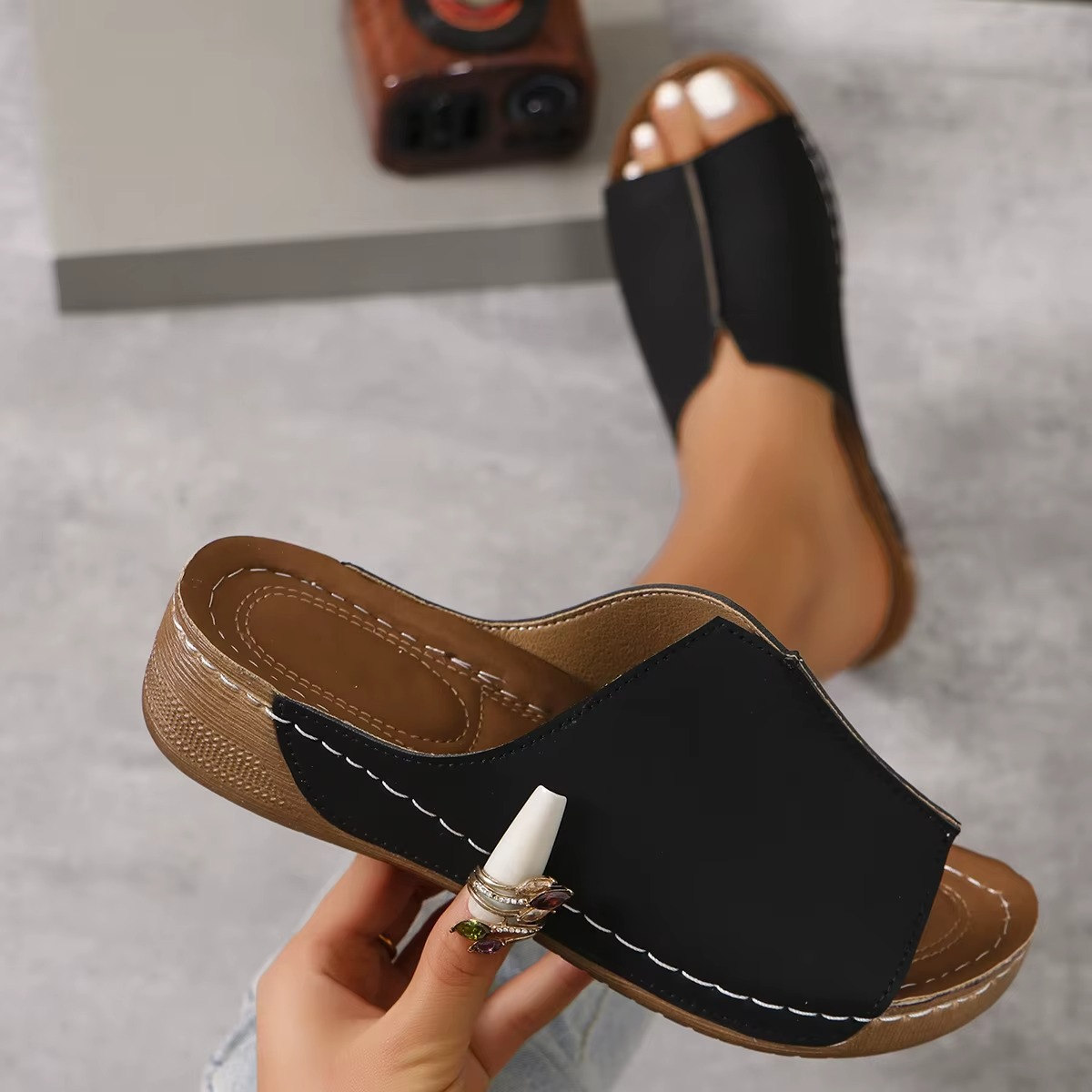OrtoLife – Women's Comfort Sandals - Black - 38