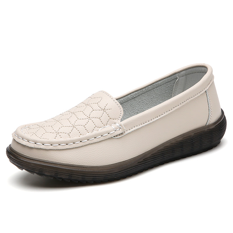 SerenityWalk – Women's Comfort Loafers - Beige - 35